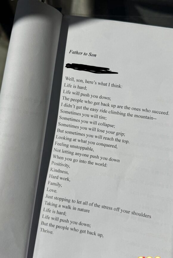 photo of a poem in a book