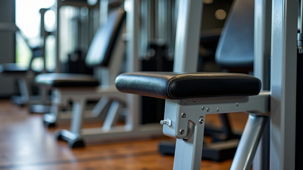 A modern Hammer Strength chest press machine next to a traditional bench press in a well-lit gym environment.