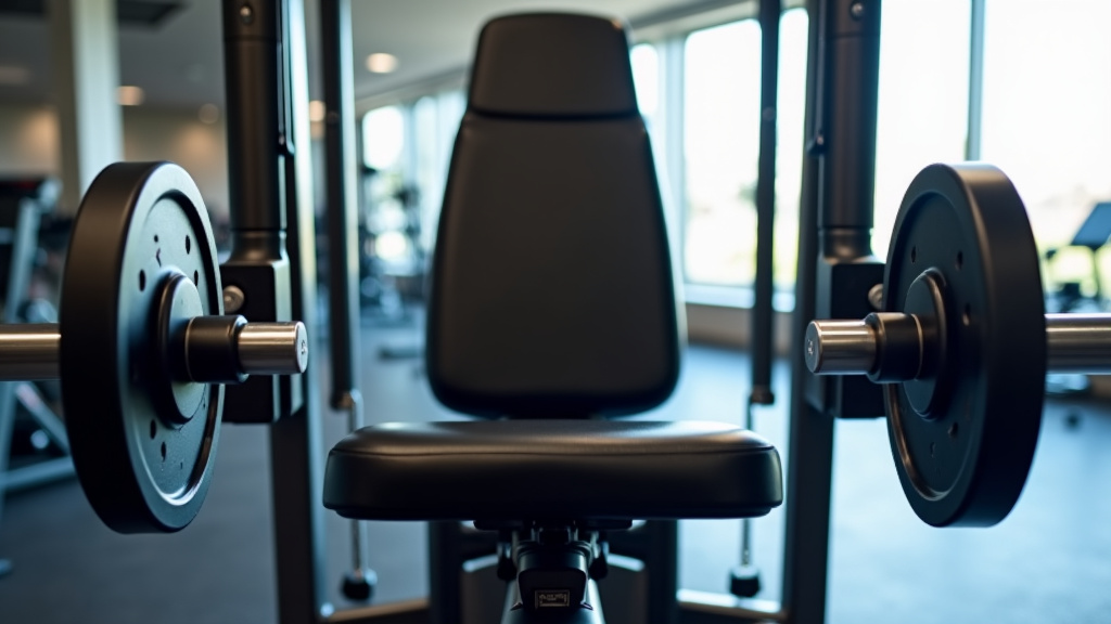 Close-up of a modern Hammer Strength chest press machine in a well-lit gym.